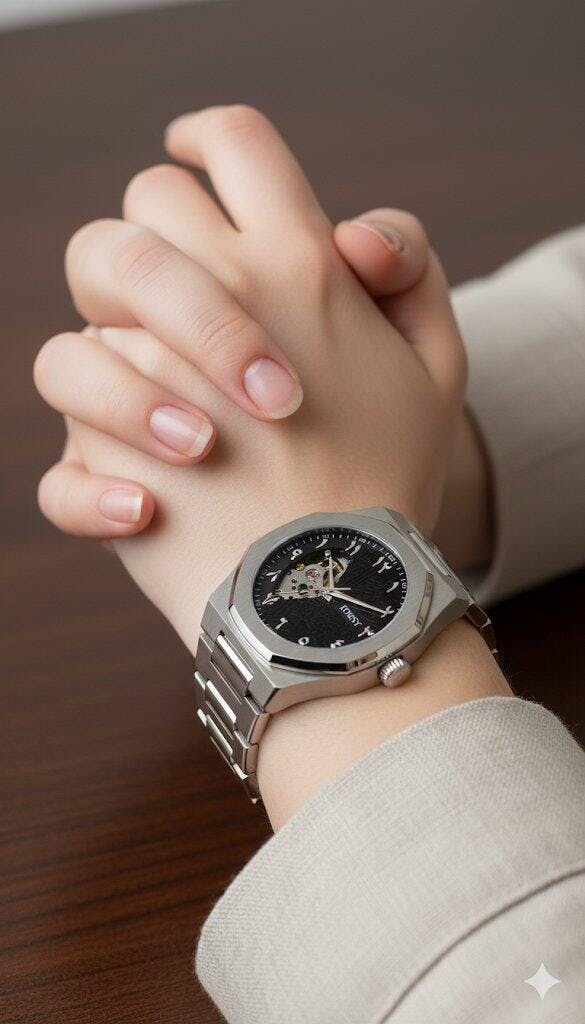 Luxury Men's Skeleton Aura Watch – Custom Logo & Steel Band