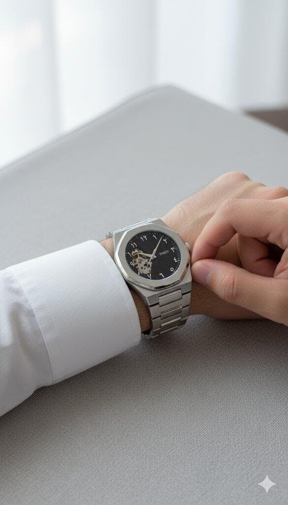 Luxury Men's Skeleton Aura Watch – Custom Logo & Steel Band