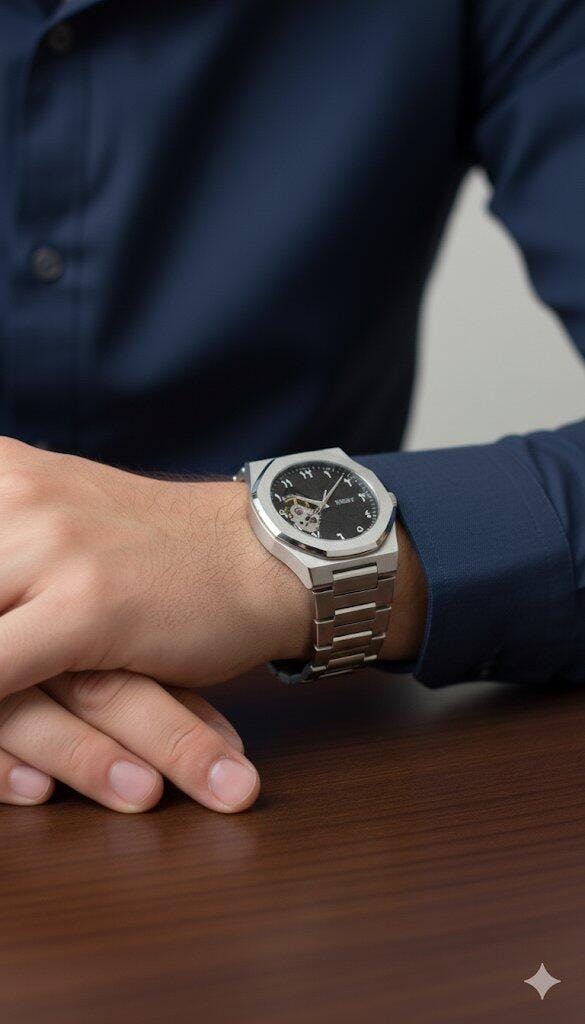 Luxury Men's Skeleton Aura Watch – Custom Logo & Steel Band