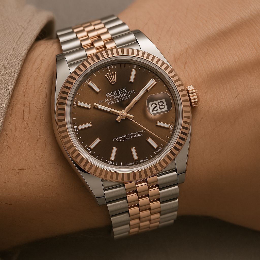 Luxury Rose Gold Men’s Watch – Automatic Day Date Stainless Steel Classic Timepiece