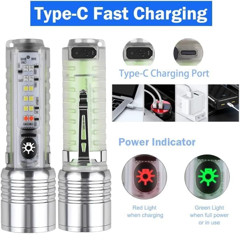 Powerful Multi-function Rechargeable lens Flashlight