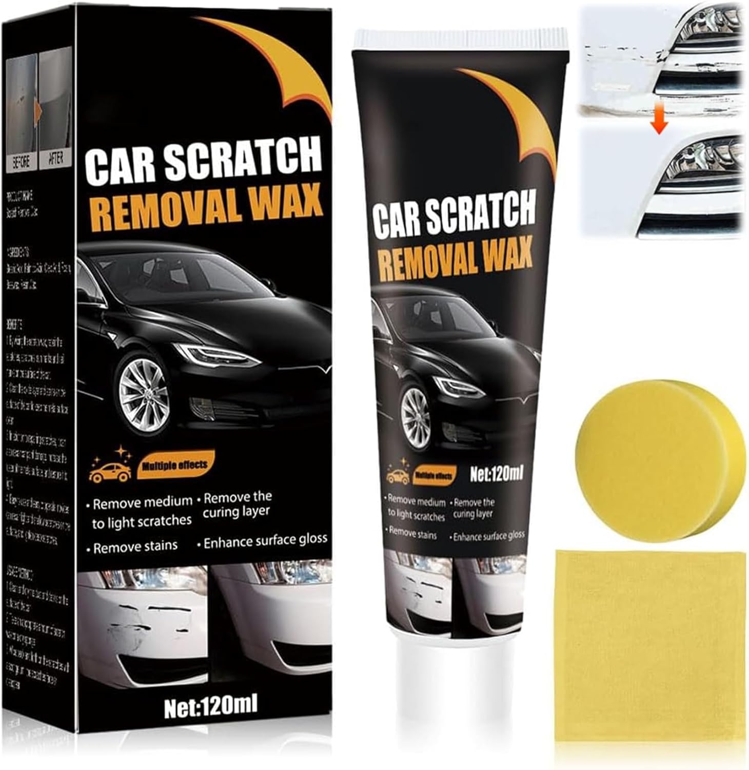PINKE Car Scratch Repair Paste and Remover Kit - Premium Polishing Wax With Wipe & Sponge for Deep Scratches on Vehicles