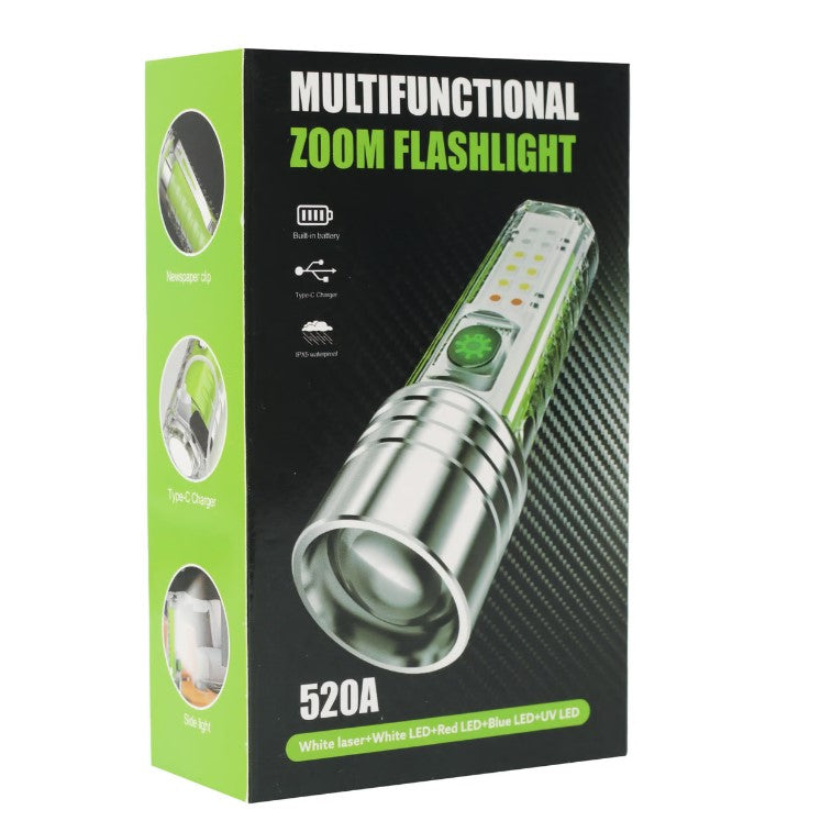 Powerful Multi-function Rechargeable lens Flashlight