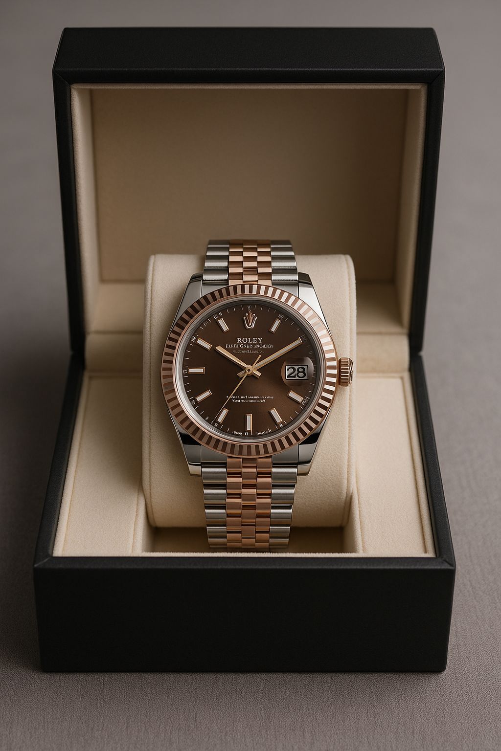 Luxury Rose Gold Men’s Watch – Automatic Day Date Stainless Steel Classic Timepiece