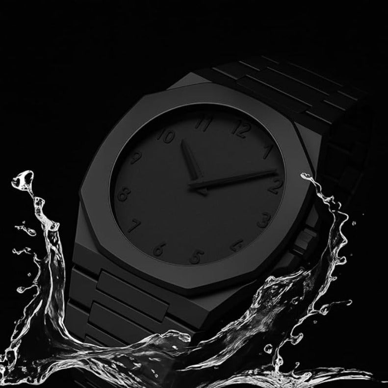 Classic Arabic Numbers Watch – Black Stainless Steel Men’s Quartz Watch