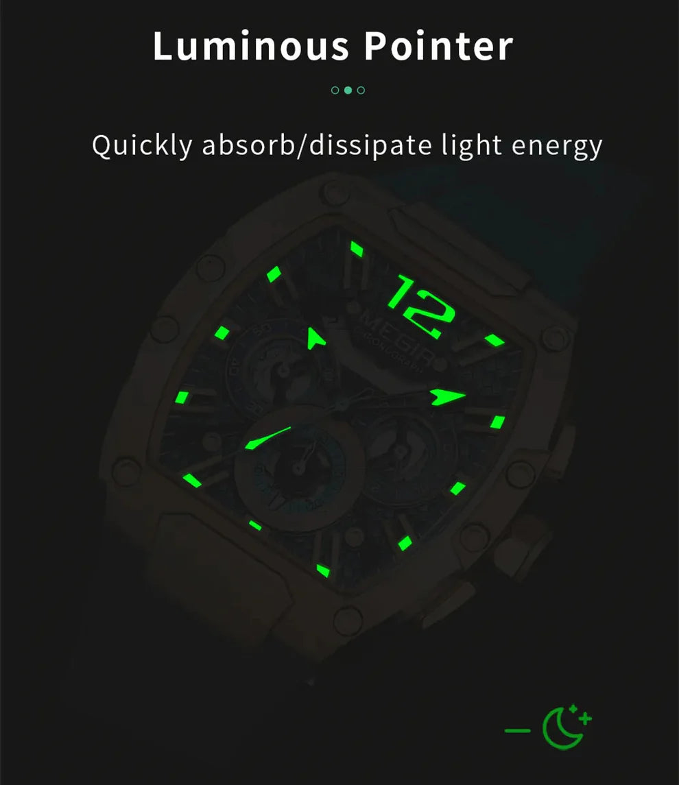 MEGIR Men’s Sports Watch Waterproof Luminous Chronograph Quartz Timepiece